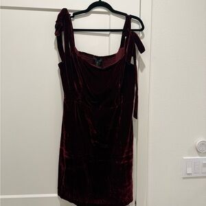 House of Harlow 1960 Velvet Mini Dress in Deep Burgundy